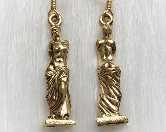 Venus de Milo, Aphrodite Statue Art earrings in silver pewter or gold plated, gift idea, artist,