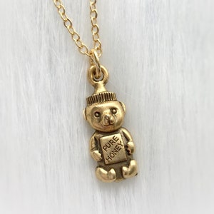 Honey Bear Bottle necklace, on long or short chain