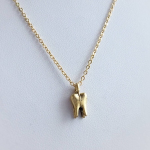 Gold Tooth Necklace, Small 3D Molar, also available in silver