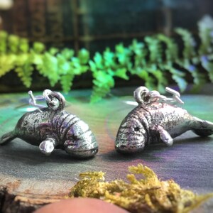 Manatee earrings, Animal totem, Florida Manatee jewelry, Sold per pair leave Qty as 1 image 1