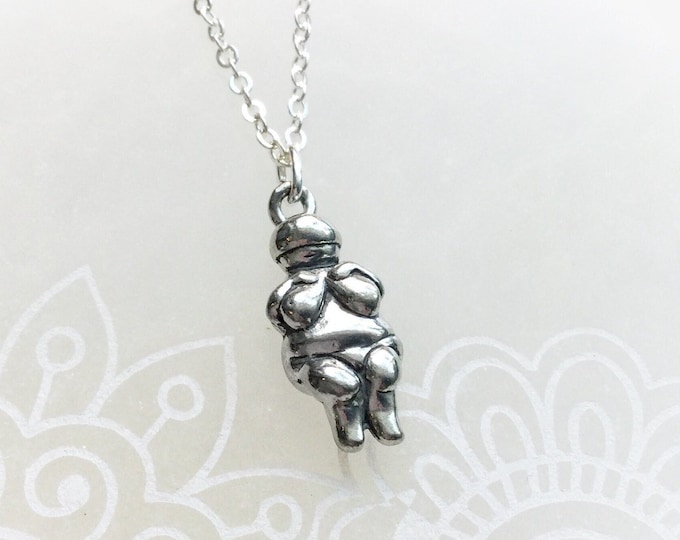 Venus de Willendorf, Fertility Goddess necklace, statue figurine pendant charm