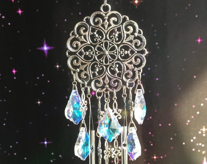 Mandala Crystal Windchimes Suncatcher with Baroque glass AB