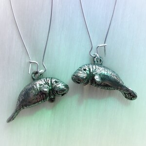 Manatee earrings, Animal totem, Florida Manatee jewelry, Sold per pair leave Qty as 1 image 4