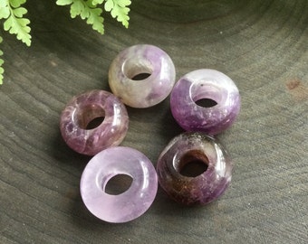 Amethyst loc beads, 6mm hole hair bead, dread bead set * FOR SMALL LOCS *