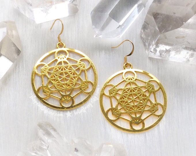 DISCOUNTED Sacred Geometry earrings, Metatrons Cube, The Flower of Life, sold per pair (leave listing QTY as 1)