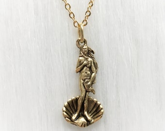 Birth of Venus necklace in silver or gold, Aphrodite Goddess, Botticelli Art history