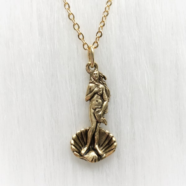 Birth of Venus necklace in silver or gold, Aphrodite Goddess, Botticelli Art history