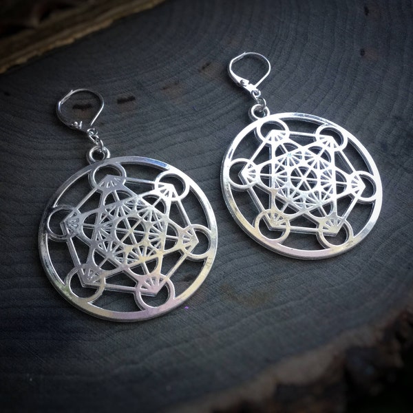 Metatrons cube Earrings, Sacred Geometry, The Flower of Life, sold per pair