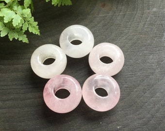 Rose Quartz loc beads, 6mm hole, dread bead set * FOR SMALL LOCS * hair decoration, braids, hair beads