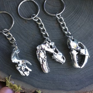 Dinosaur Skull keychain, T-Rex, Triceratops, Sabre Tooth