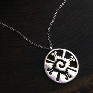 Hunab Ku necklace, Mayan symbol in gold or silver finished brass