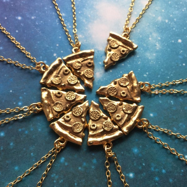 Gold Pizza Slice Friendship necklaces, Group Gift, sold individually