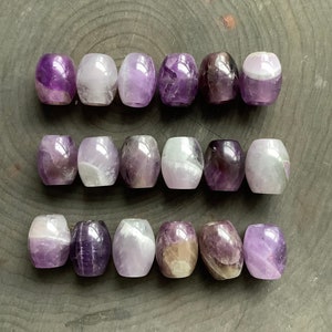 Amethyst Loc Beads, Purple Gemstone hair beads, MEDIUM BARREL size 16x12mm, 4.5mm hole, image 1