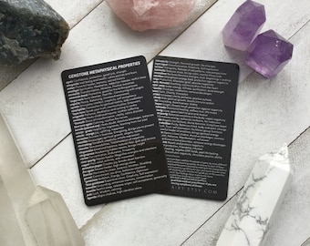 Gemstone Pocket Chart, Healing Properties cheat sheet, wallet card, WATERPROOF HARD PLASTIC properties reference card