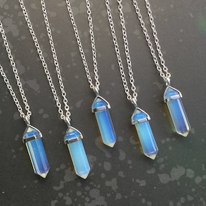 Opalite Crystal necklace pendant gemstone choker, Glass Opal