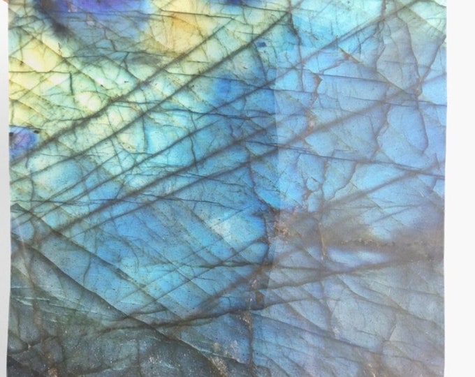 Gemstone Print scarf, 55” Square Royal Blue and Yellow Labradorite Beach wrap, Crystal altar cloth, Sheer curtain fabric