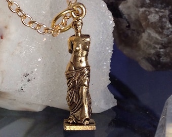 Venus de Milo, Aphrodite statue necklace in silver pewter or gold plated