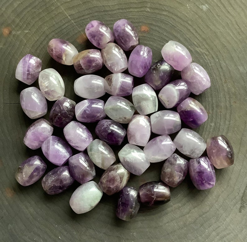 Amethyst Loc Beads, Purple Gemstone hair beads, MEDIUM BARREL size 16x12mm, 4.5mm hole, image 2