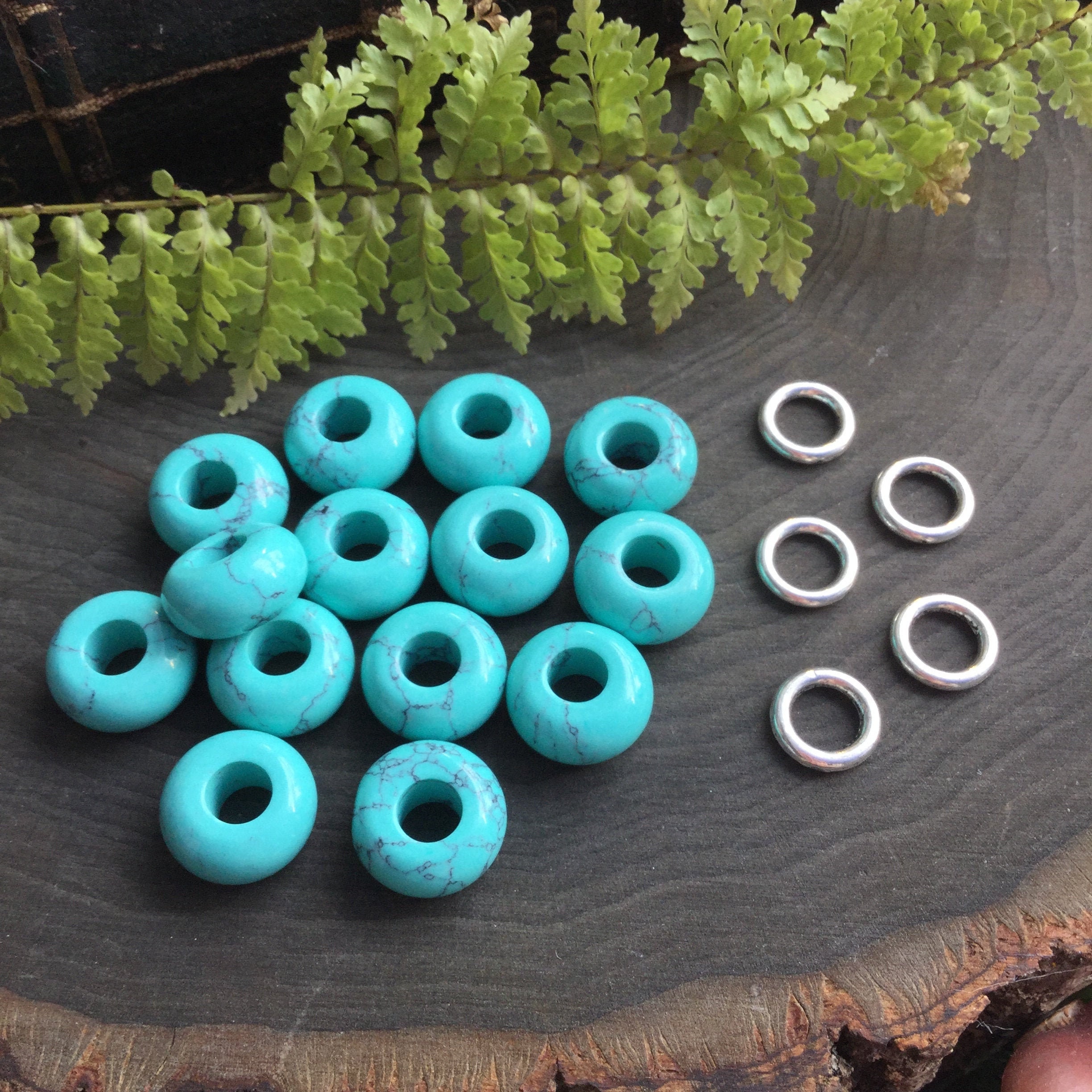 Faux Turquoise dread beads, 6mm hole, dread bead set * FOR ...