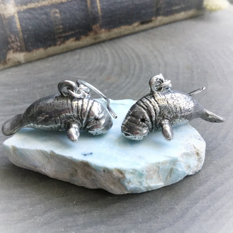 Manatee earrings, Animal totem, Florida Manatee jewelry, Sold per pair leave Qty as 1 image 3