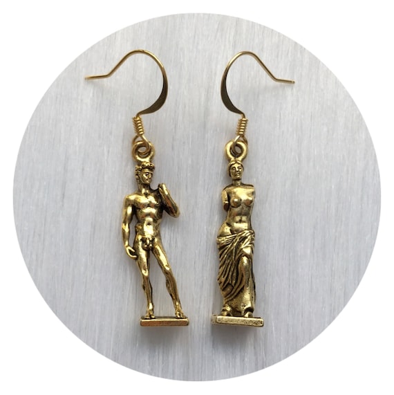 David and Venus de Milo Earrings: Art Lover Gift