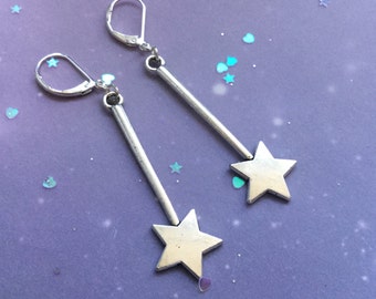 Magic Star wand earrings in silver or gold, sold per pair (leave qty as 1)