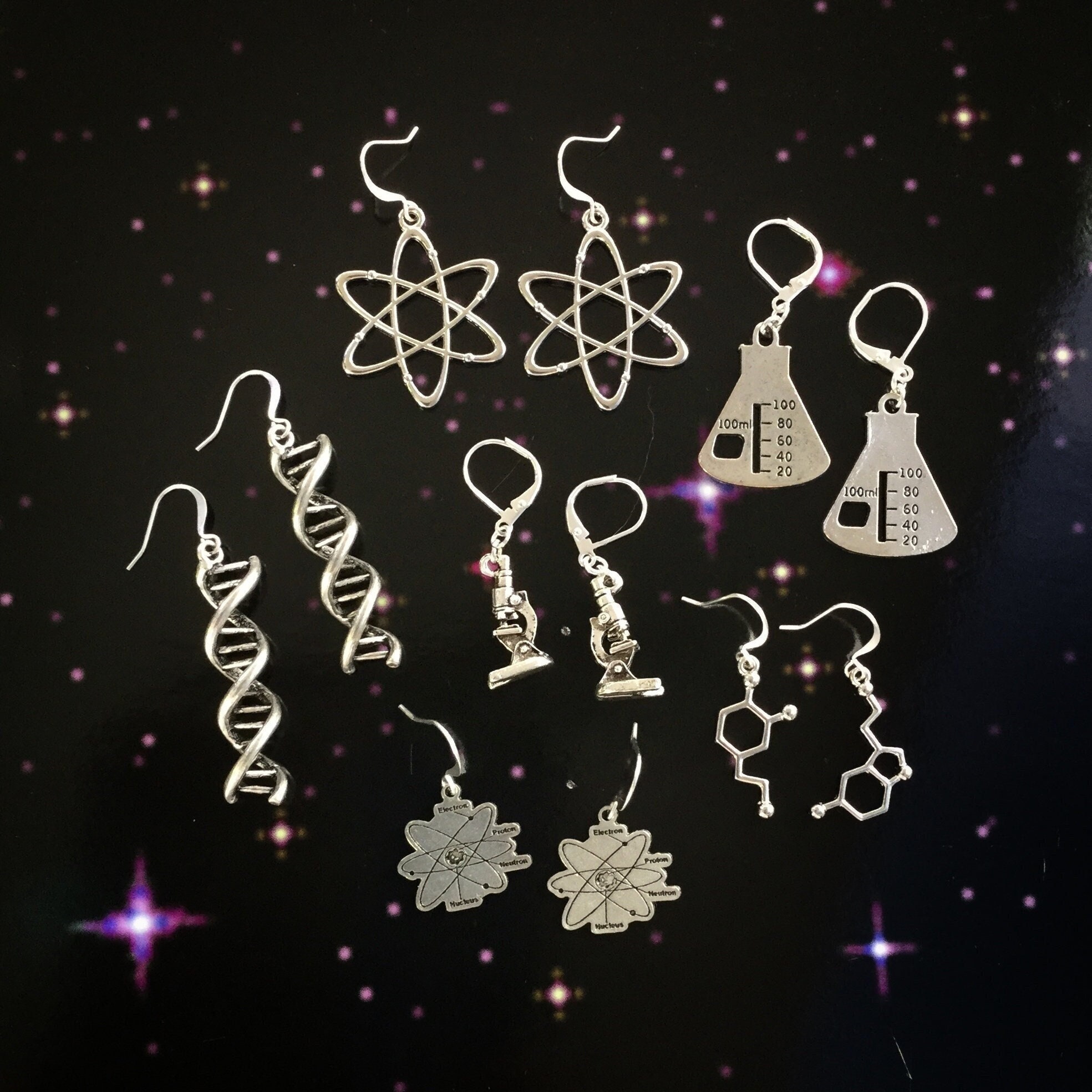 Science themed shop earrings