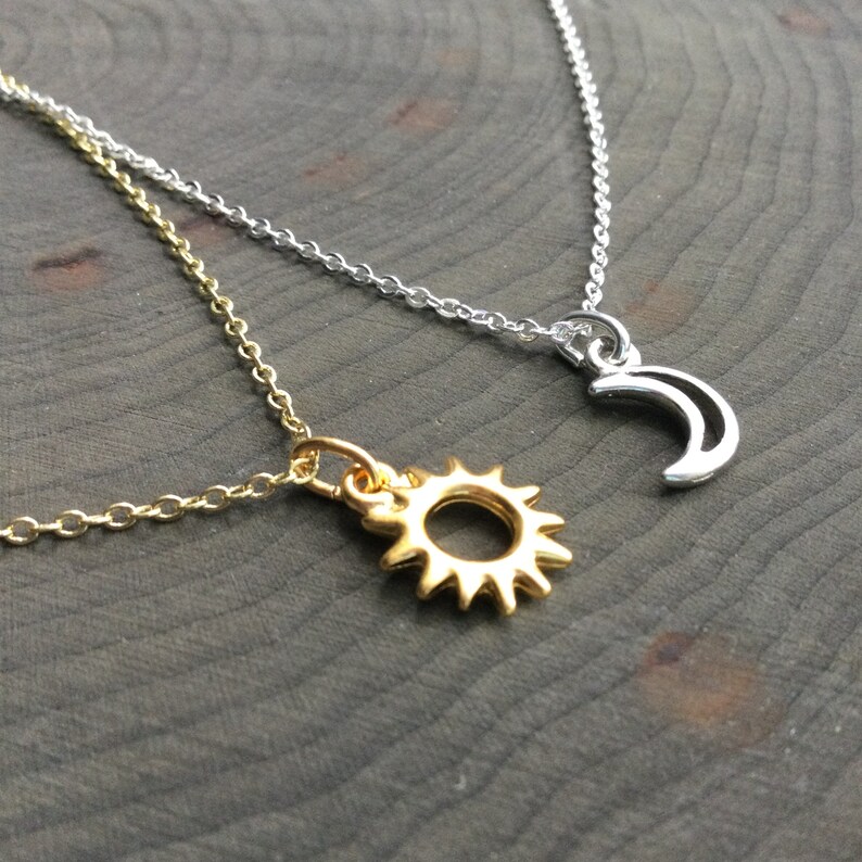 Sun and Moon friendship necklaces, Dainty, Minimalist Jewelry, Sold individually or as a set image 8