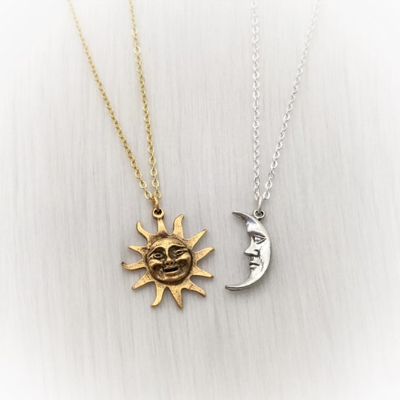 Sun and Moon friendship best friend soul mate necklaces | Etsy