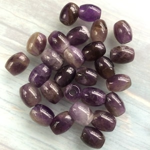 Amethyst Loc Beads, Purple Gemstone hair beads, MEDIUM BARREL size 16x12mm, 4.5mm hole, image 9