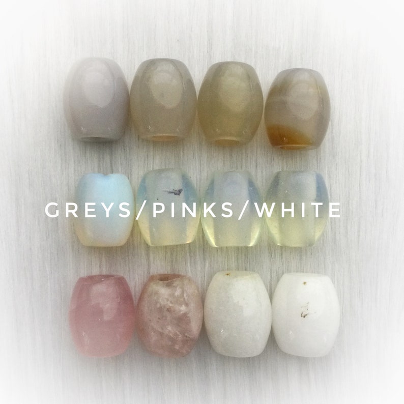 DISCOUNTED Large Loc bead, Stone Dread bead, RANDOM selection Grey/Pink/White