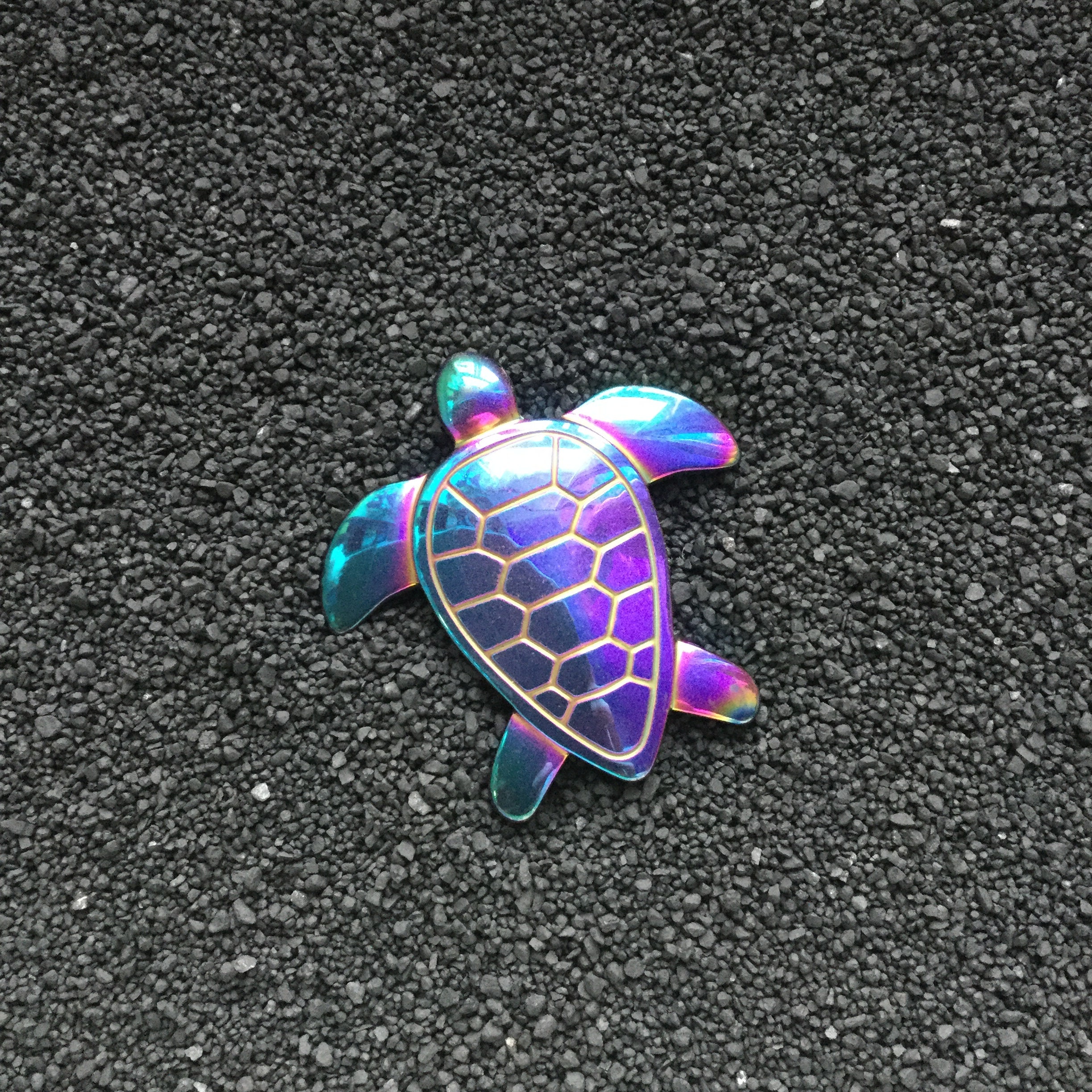 Large Turtle ring, rainbow titanium aura, sea turtle totem, mermaid, spirit