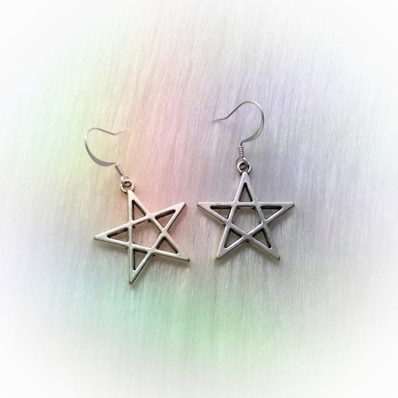Bronze Clip on pentagram earrings