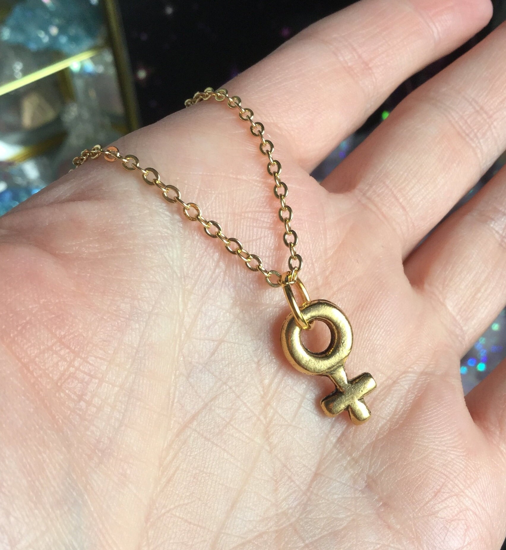 Gold Venus Female Symbol Necklace Your Choice of 16 18 or 24 Etsy Canada