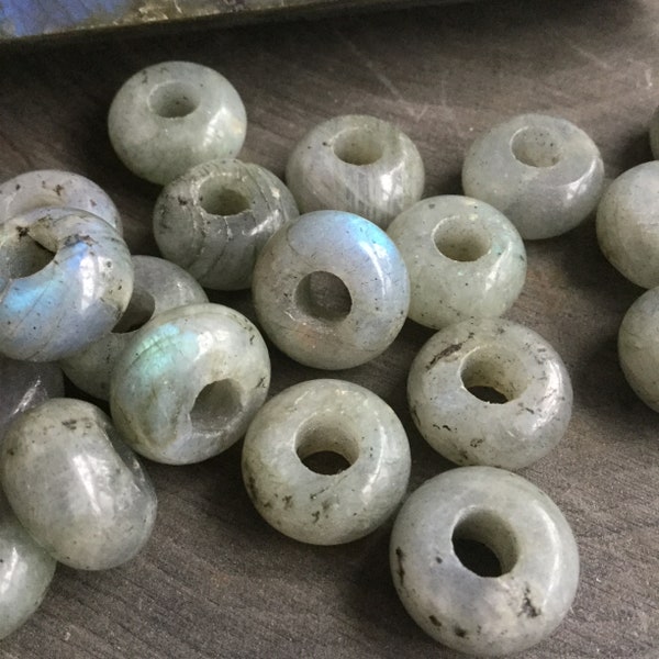 Labradorite hair beads, Loc beads, 5-6mm hole Dread bead set * FOR SMALL LOCS *