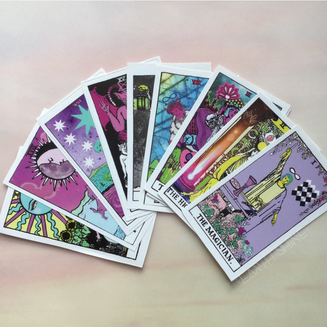 Tarot Sticker Set T7 with Moon Print, Rider Waite remake, Fool