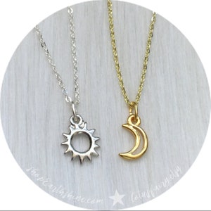 Moon and Sun friendship necklaces, Dainty, Minimalist Jewelry Sold individually, or as a set