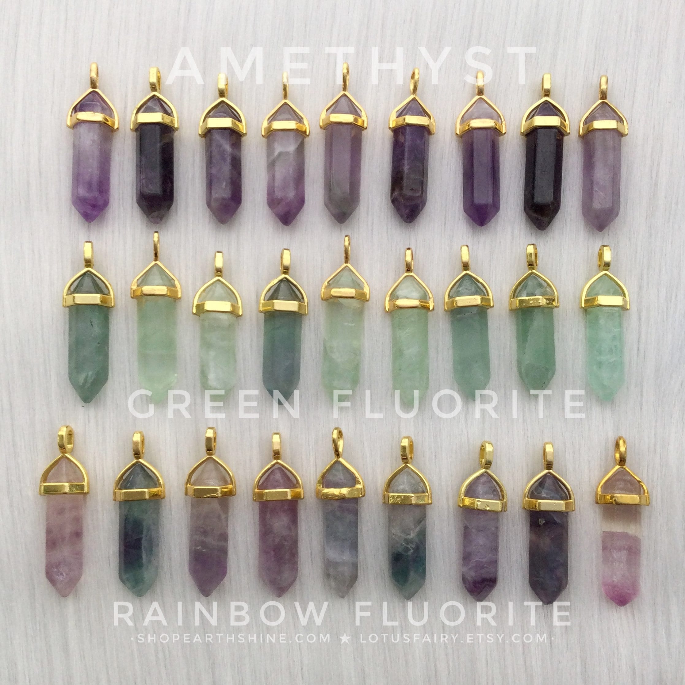Gold Crystal Gemstone Point Necklace Long Layering or Short