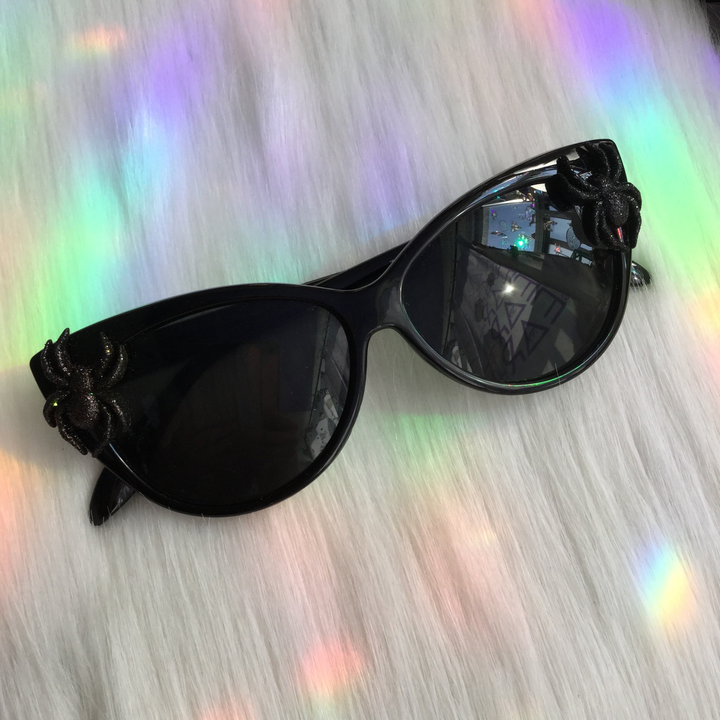 SALE Spider Sunglasses, Cat Eye Witchy Goth Eyewear