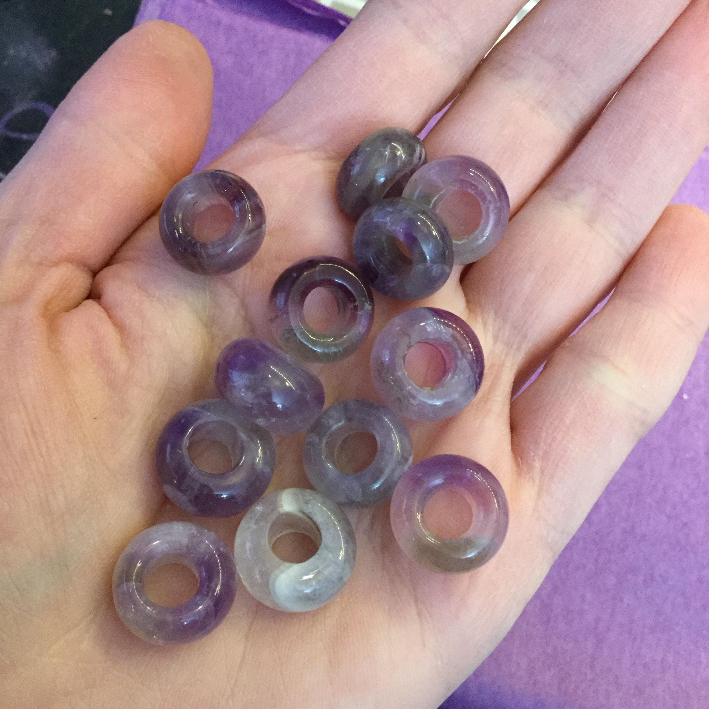 Amethyst dread beads, 6mm hole dread bead set * FOR SMALL LOCS