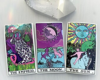 Tarot Stickers, The Moon, The Sun, The Empress, Vinyl Glossy Waterproof