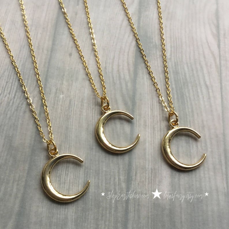 silver or gold finish Crescent Moon necklace