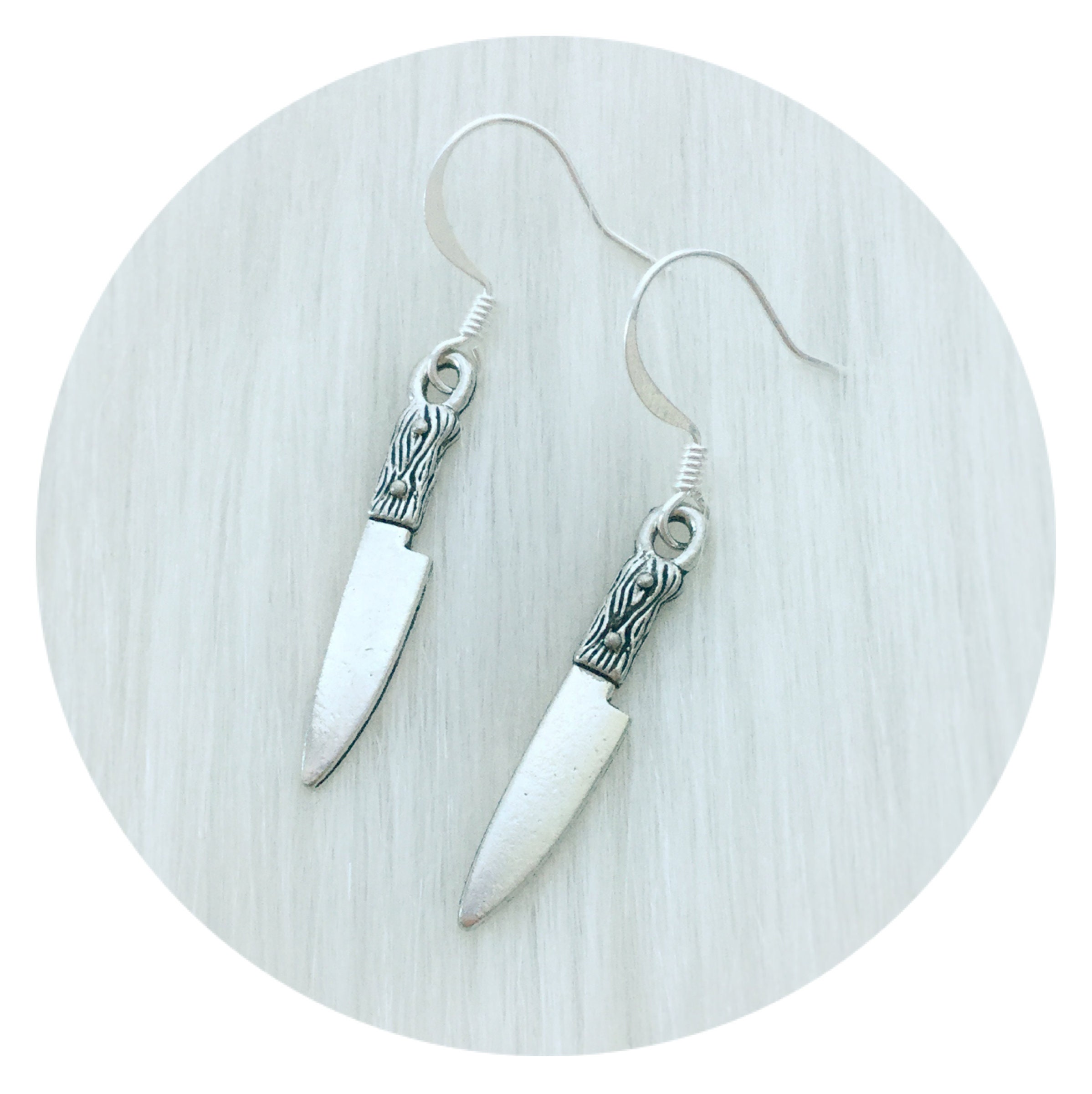 Knife earrings, Silver or Gold, Chef gift idea, sold per pair (leave
