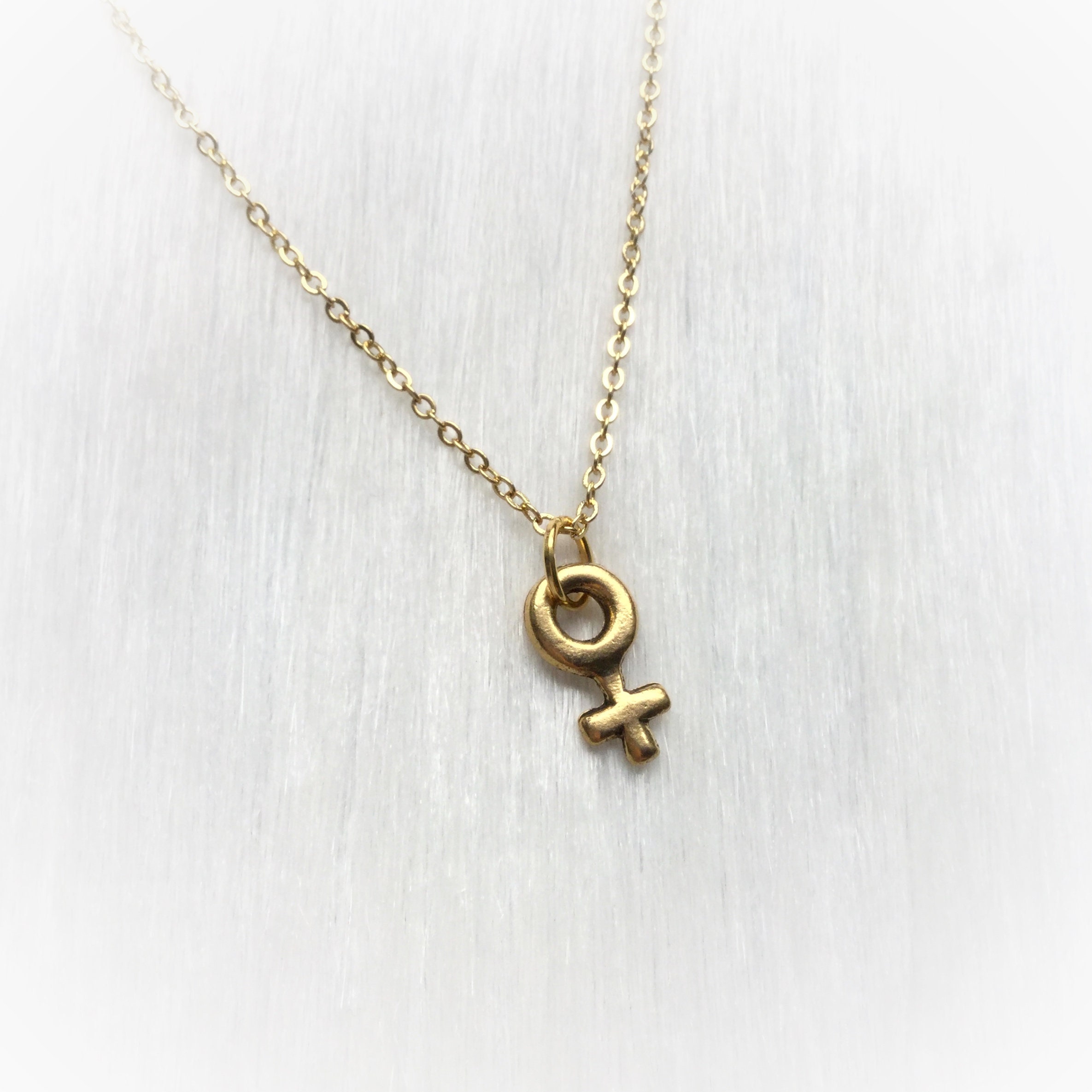 Gold Venus Female Symbol Necklace Your Choice of 16 18 or 24 Etsy Canada