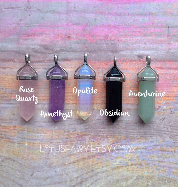 Crystal Necklace, Gemstone Point Pendant, Quartz, Amethyst Crystal Necklace, Gemstone Point Pendant, Quartz, Amethyst