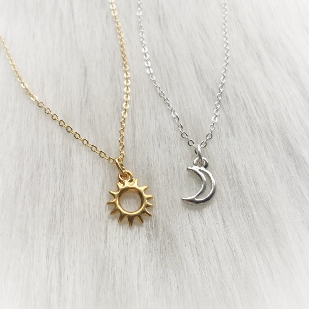 Sun and Moon friendship necklaces Dainty Minimalist Jewelry Etsy 日本