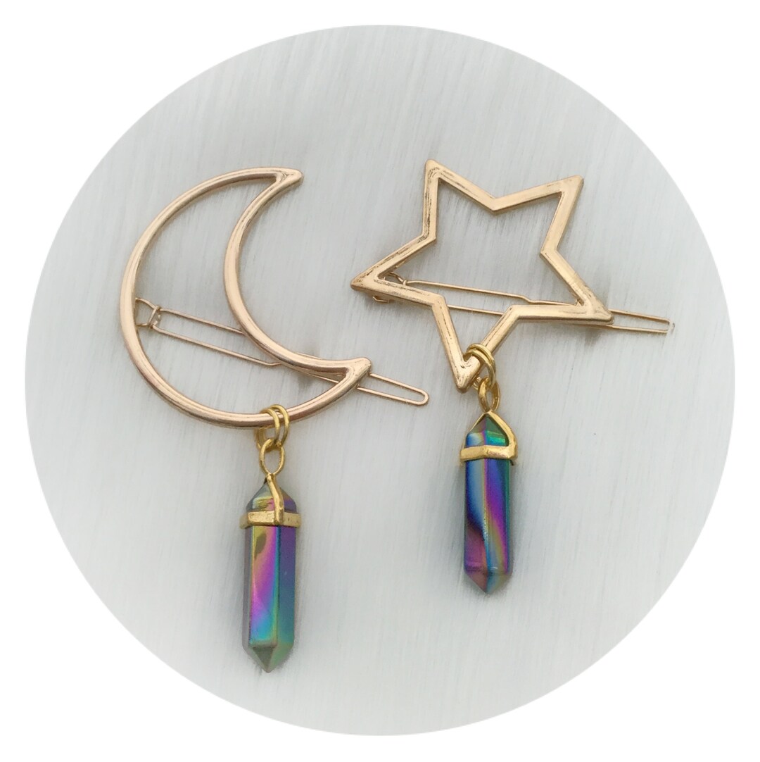 GOLD Moon or Star Crystal Hair Clip the ORIGINAL Crystal Moon Etsy