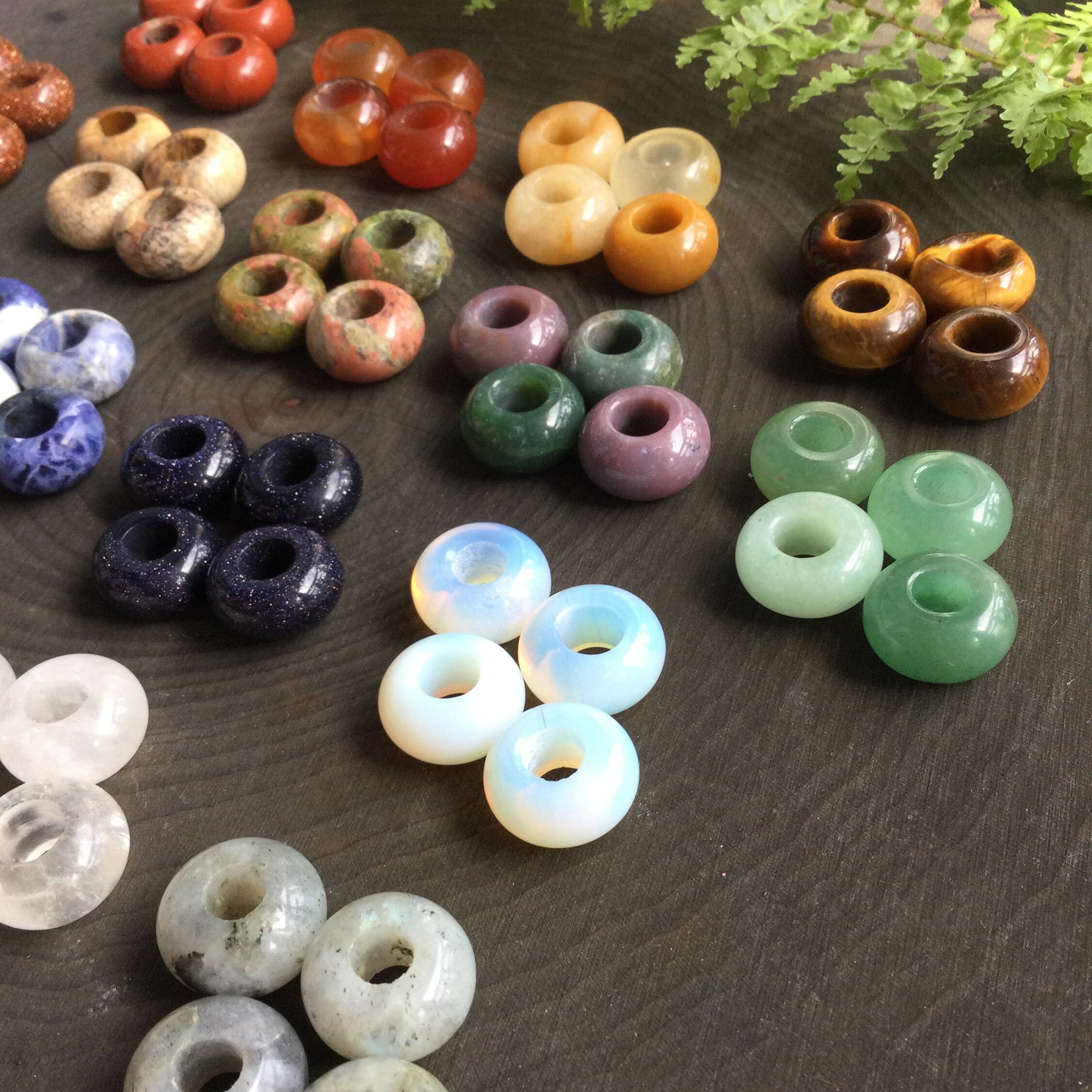 Large hole Hair beads, loc beads, dread beads set, Rondelle Donut