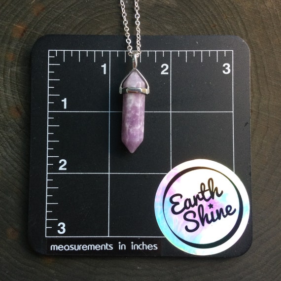 Lepidolite crystal necklace best sale