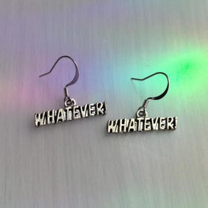 Whatever Word Text Earrings, Funny saying, Sarcastic Slogan, Statement 90s style jewelry